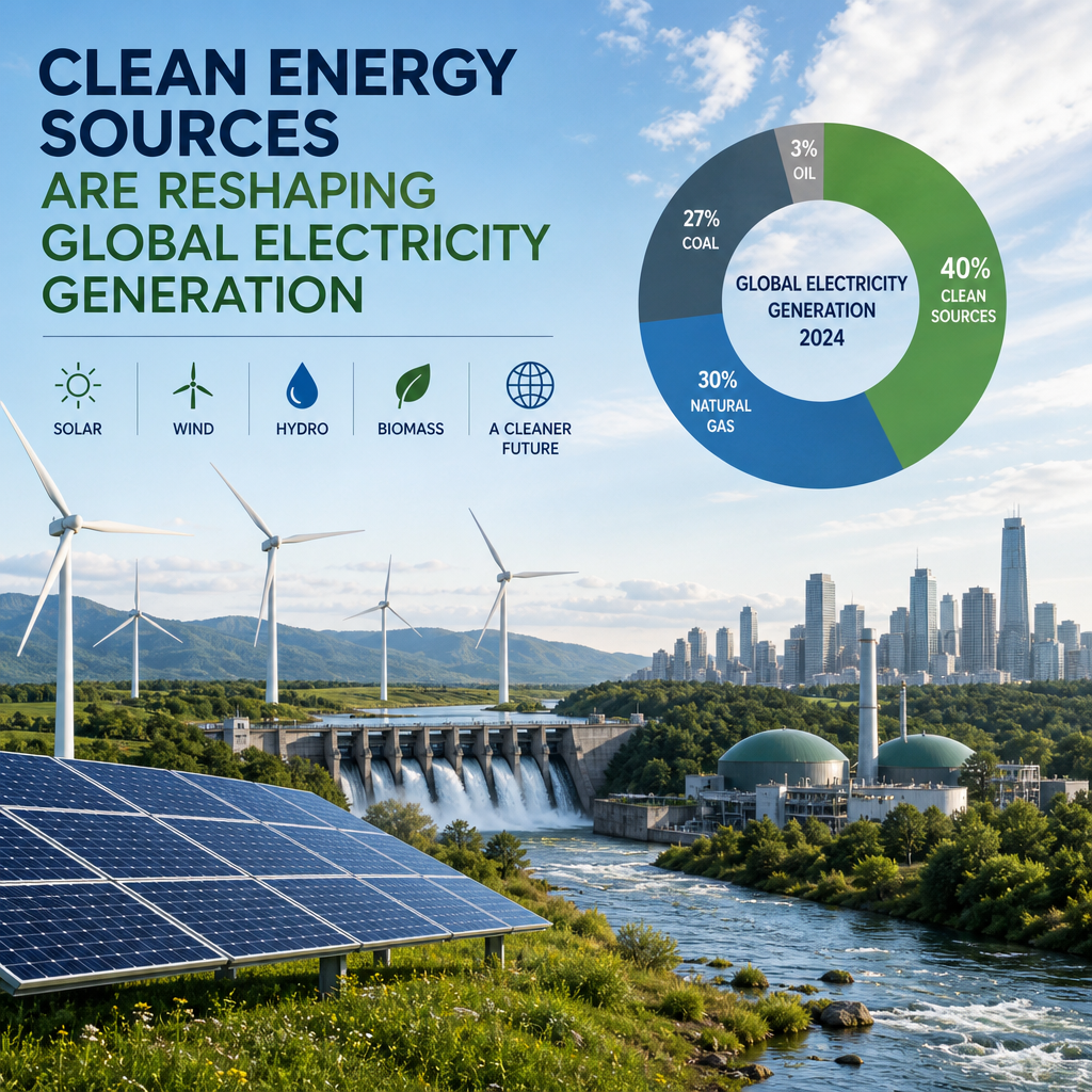 Solar, wind, hydro, and biomass power global electricity generation in 2024