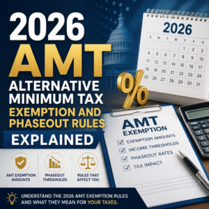 2026 AMT exemption and phaseout rules chart showing amounts, income thresholds, and tax impact