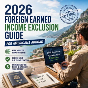 2026 guide on foreign earned income exclusion for Americans abroad, showing tax savings and reduced U.S. taxable income