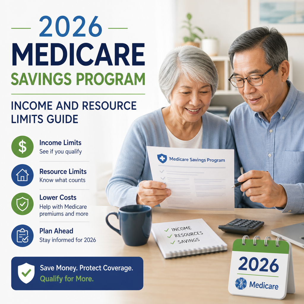 Senior couple reviewing the 2026 Medicare Savings Program income and resource limits guide