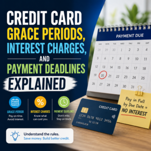 Credit card payment timeline showing grace periods, interest charges, and deadlines to avoid fees