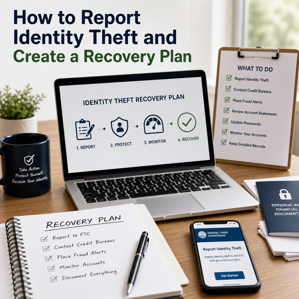 Step-by-step guide to report identity theft and create a recovery plan with tools and checklists