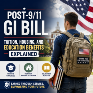 Post-9/11 GI Bill benefits: tuition, housing, and education support for veterans.