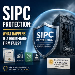 SIPC protection infographic explaining investor coverage if a brokerage firm fails.