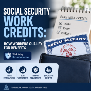 Infographic explaining how workers qualify for Social Security benefits through work credits