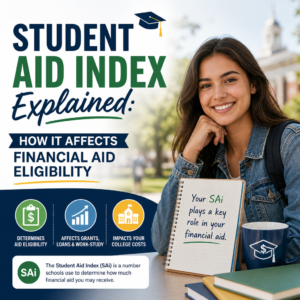 Student Aid Index infographic explaining how FAFSA affects need-based financial aid eligibility for students