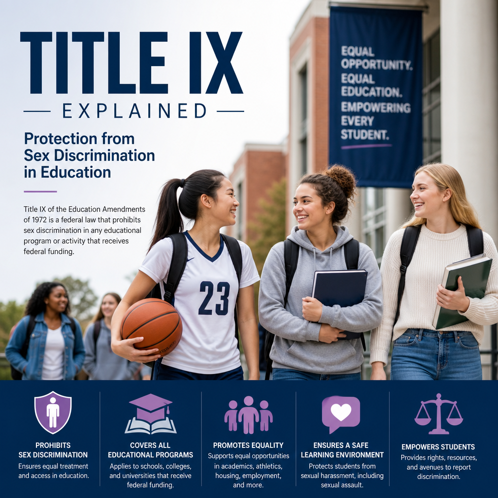 Diverse students walking on campus, illustrating Title IX protections against sex discrimination in education.