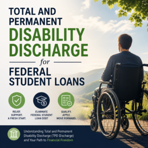 Illustration of total and permanent disability discharge offering relief for federal student loan borrowers