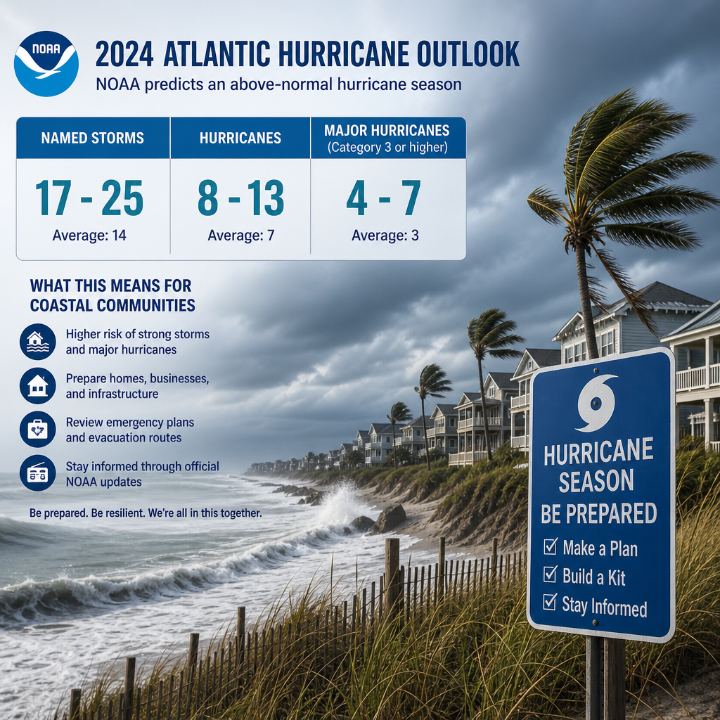 NOAA Atlantic hurricane outlook predicting above-normal season with coastal safety tips